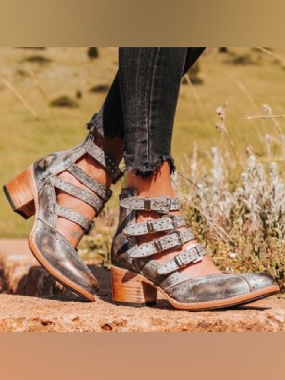 NIB Freebird by Steven Felicity Ice Studded Strappy Leather Ankle Booties